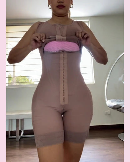 Buckle Front Tummy Control Butt Lifting Zipper Crotch Body Shaper