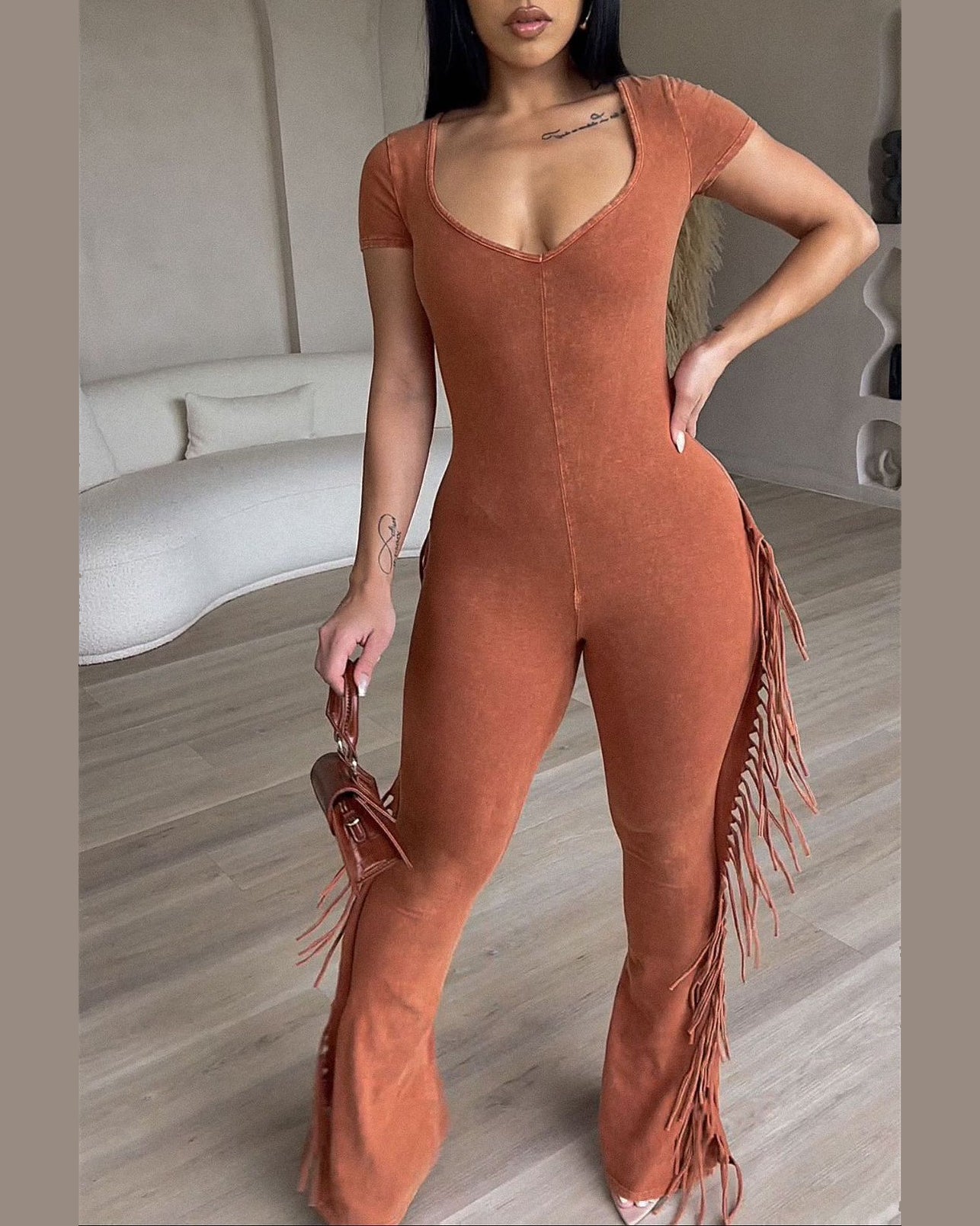 Sexy Miracle Fringe Flare Jumpsuit