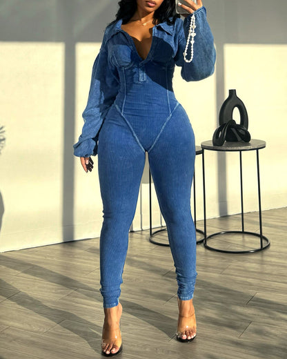 Baddie Mineral Washed Corset Jumpsuit