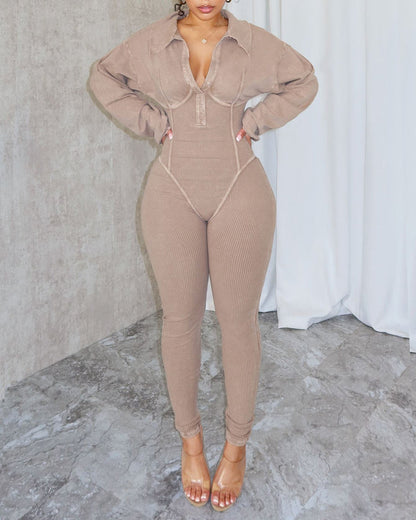 Baddie Mineral Washed Corset Jumpsuit