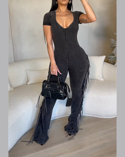 Sexy Miracle Fringe Flare Jumpsuit