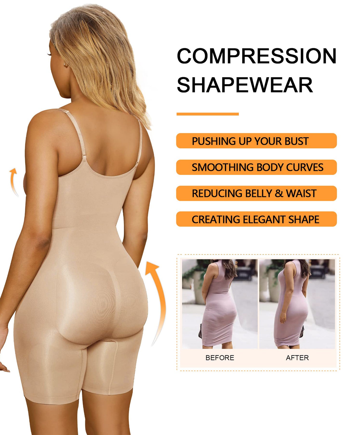 Women's Tummy Control Bodysuit Seamless Full Coverage Sculpting Shapewear