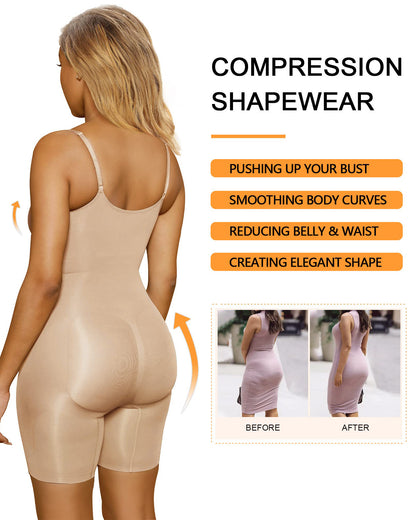 Women's Tummy Control Bodysuit Seamless Full Coverage Sculpting Shapewear