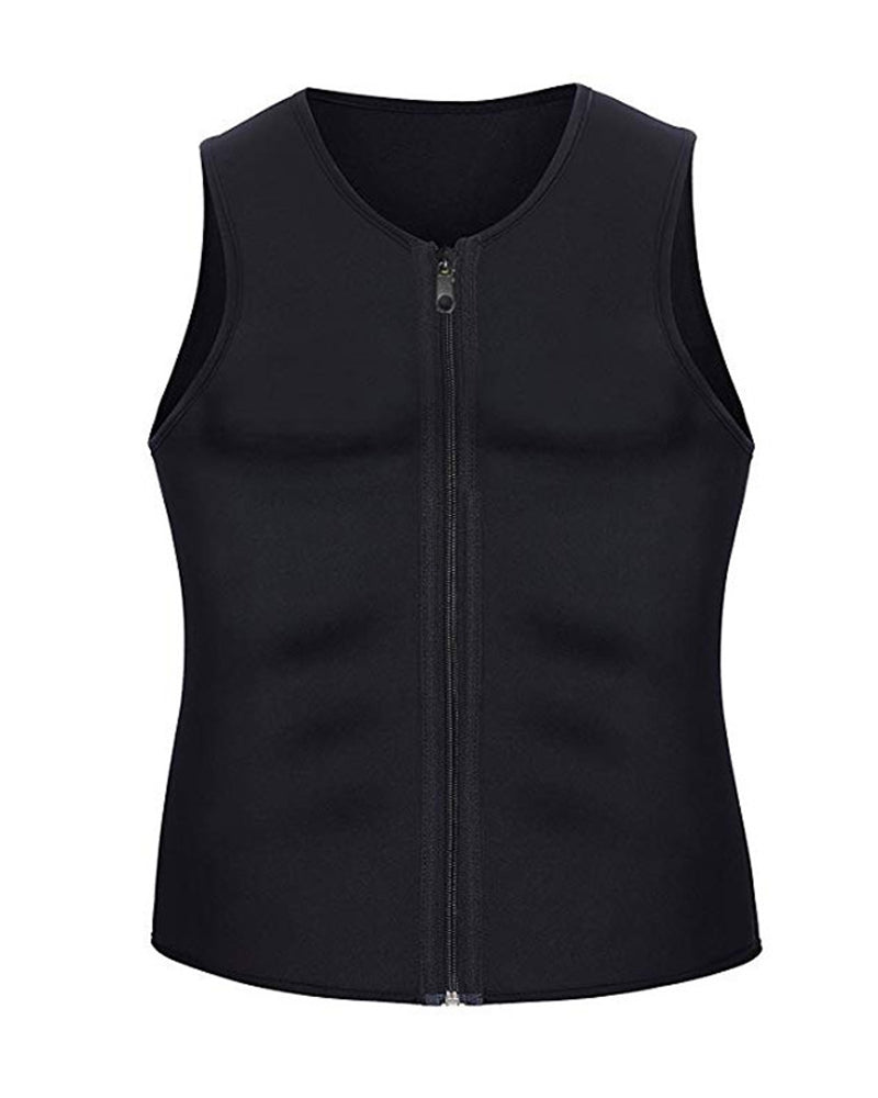 Belly Control Waistband Men's Zipper Vest Corset Sweat-Proof Fitness Clothing