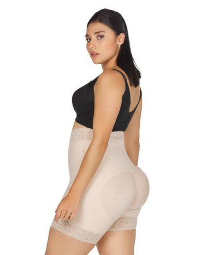 Women High Waist Hip Enhancer Cincher Butt Lifter Zipper Shapewear Lace Tummy Control Panties Shaper Breathable Fabric Front Closure
