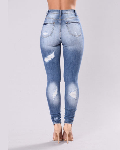 Women's Ripped Elastic Skinny Jeans