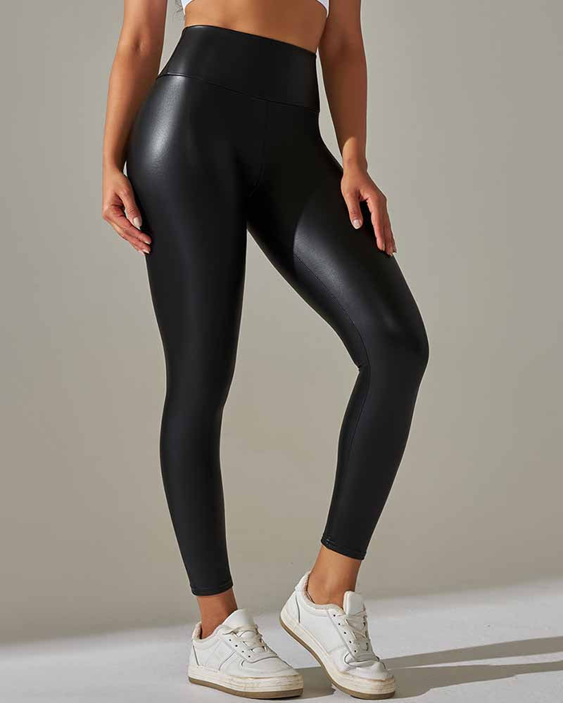 Sexy Pu Sports High-Waisted Leather Pants