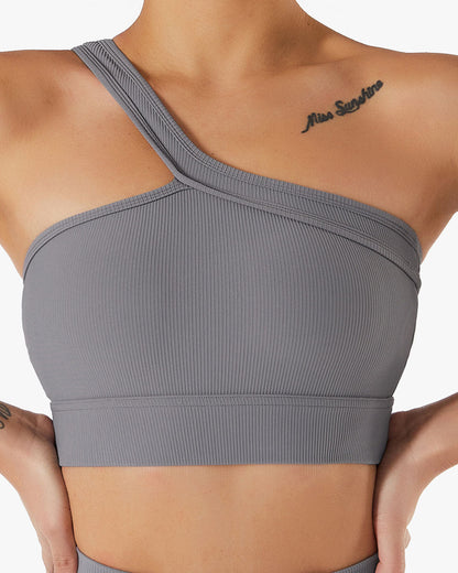 One shoulder yoga bra