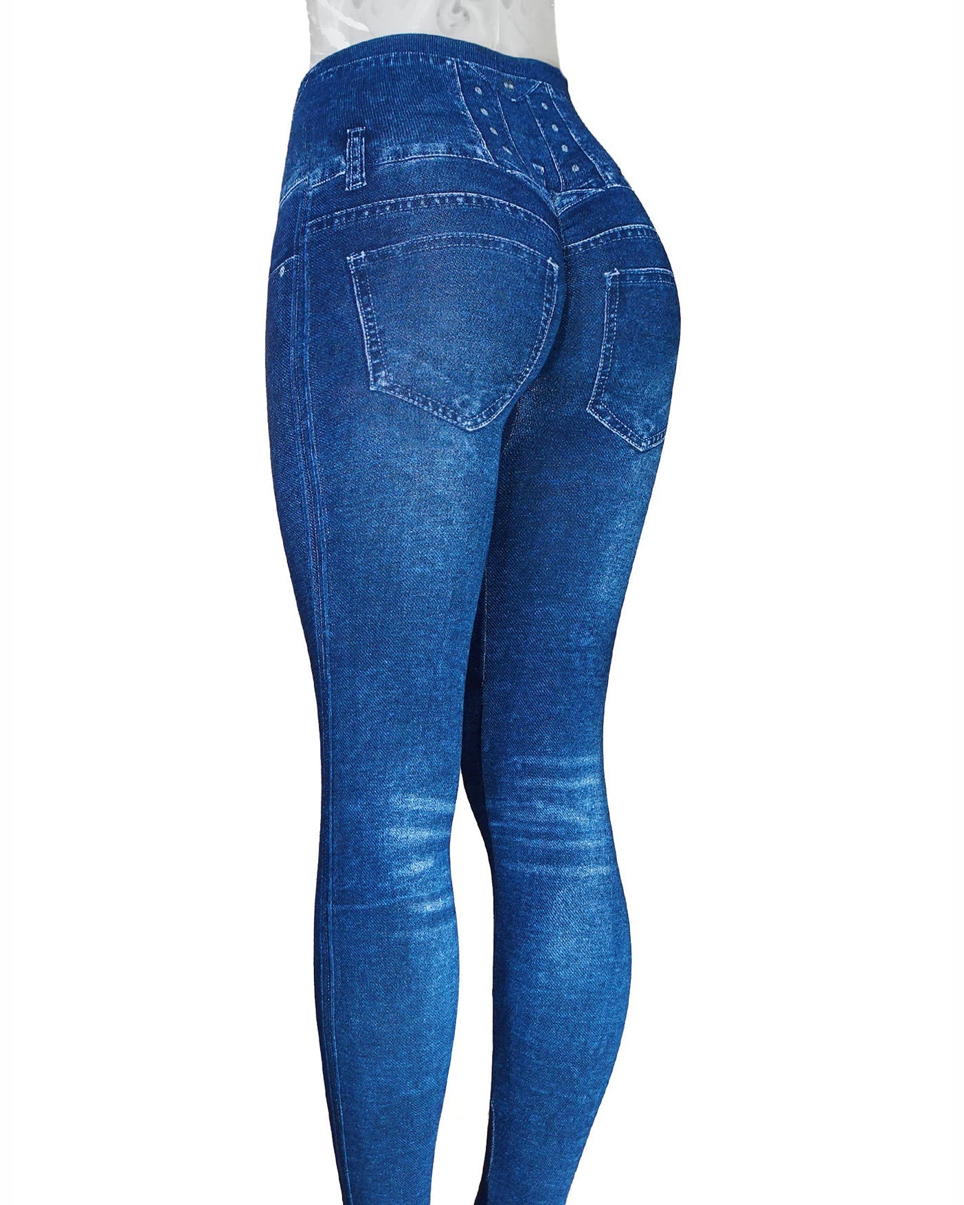 Blue "bella" Seamless Denim Scrunch Leggings Jeggings