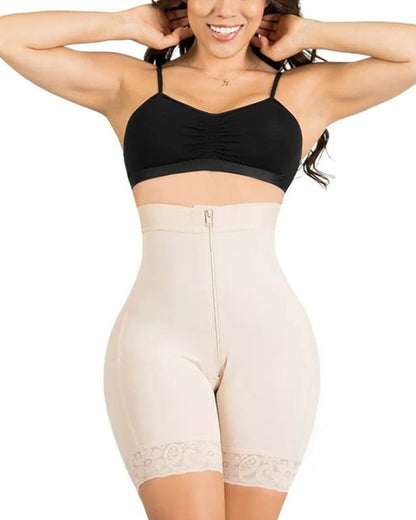 Womens High Waisted Butt Lifter Body Shaper Zipper Butt Pads Seamless Hip Enhancer Shorts