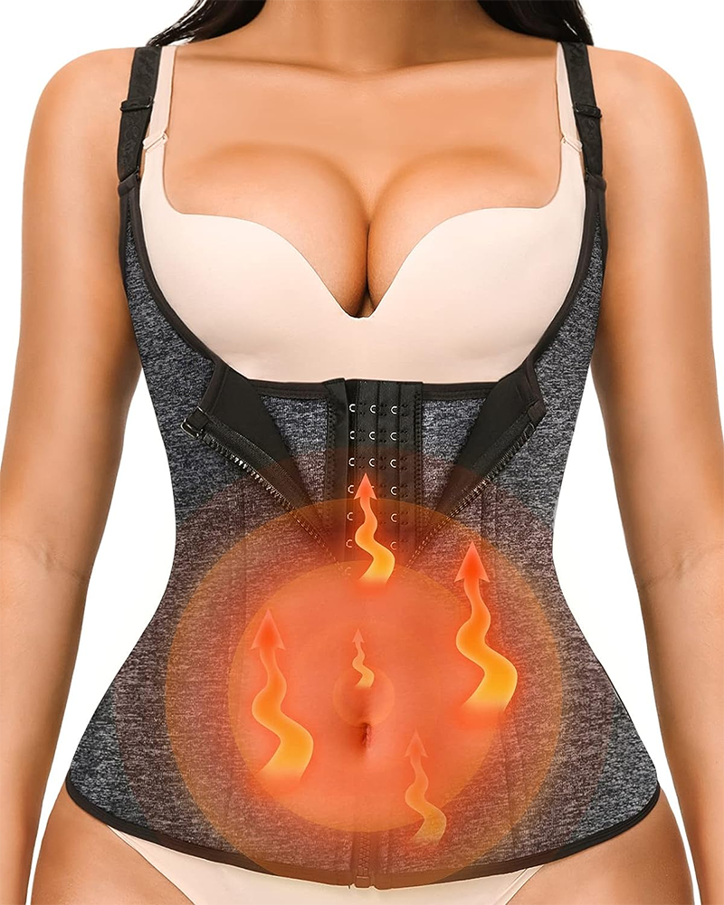 Waist Trainer Vest for Women Zipper Corset Body Shaper for Tummy Control Tank Top with Straps