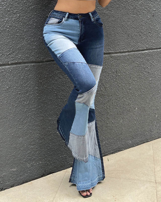 Women's Wide Leg Fashion Stitching Jeans