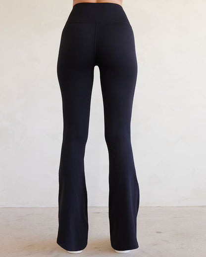 High Rise Flare Pants In Diamond Compression - Black