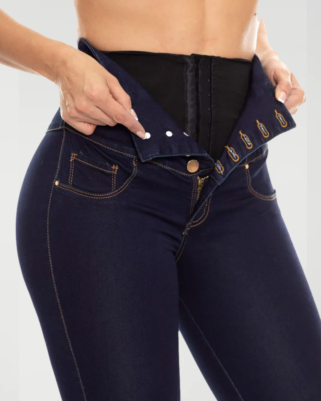 Colombian Butt Lift High Waist Jeans With Internal Girdle Ref 707977