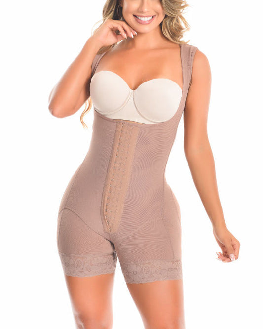 Women's Compression Garment with Thin Straps Hook Closure Waist Slimming Shapewear