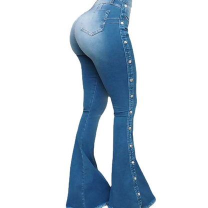 high waist stretch mopping flared jeans