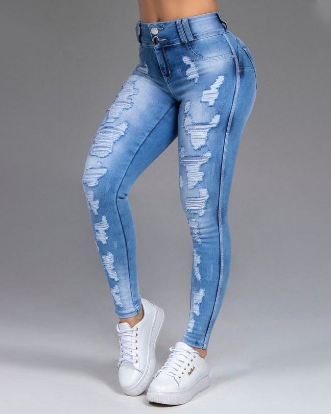 Ripped Slimming Stretch Jeans