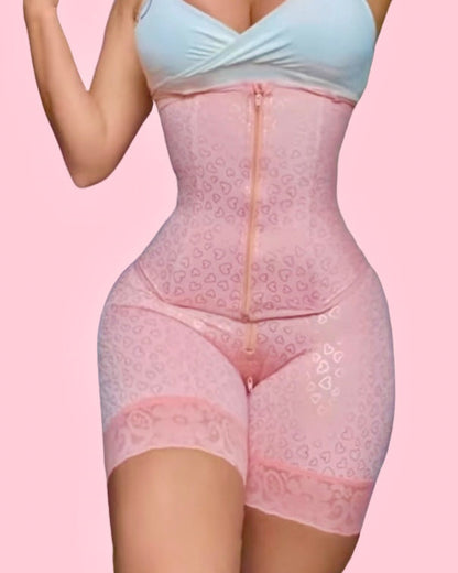 Pink Heart Printed Butt Lifter And Corset