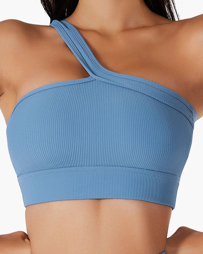 One shoulder yoga bra