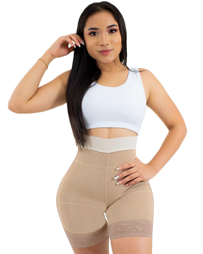 Daily Life Use Double Pressure Shaping Shorts Slimming Fajas Lace Body Shaper Girdle