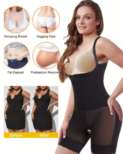 Open Bust Tummy Control Butt Lifting Zip Up Body Shaper