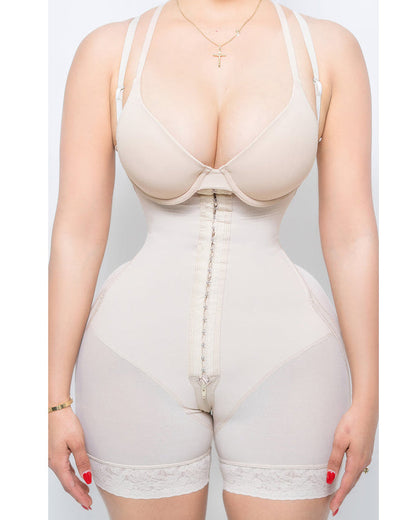 Women's Compression Garment With Thin Straps Hook Closure Waist Slimming Shapewear