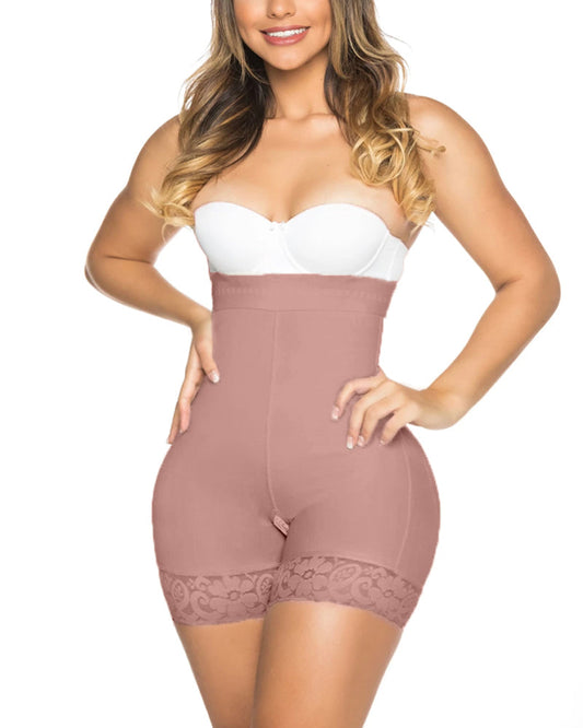 Butt Lifter Double Compression Shorts Tummy Control Shapewear Slimming Fajas Lace Body Shaper