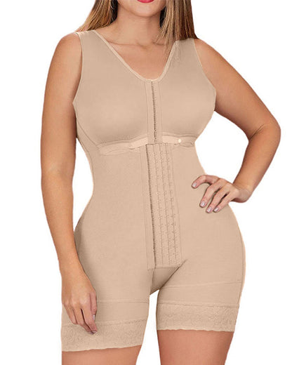 Post Surgery High Compression Shapewear With Hook And Eye Front Closure shaper Adjustable Bra Post partum Lift buttocks Silicone Lace For Better Grip