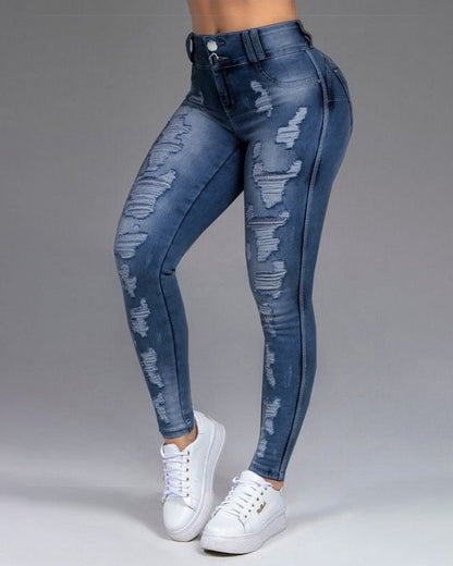 Ripped Slimming Stretch Jeans