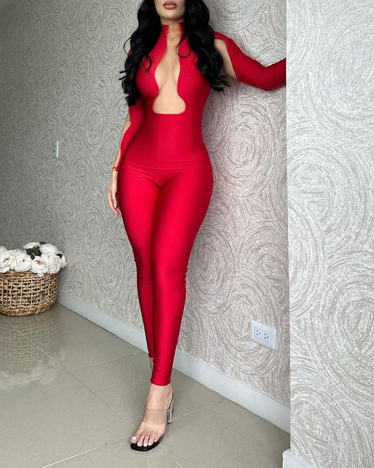 Sexy Hollow Out Mesh Women Stylish Halter One Piece Jumpsuits