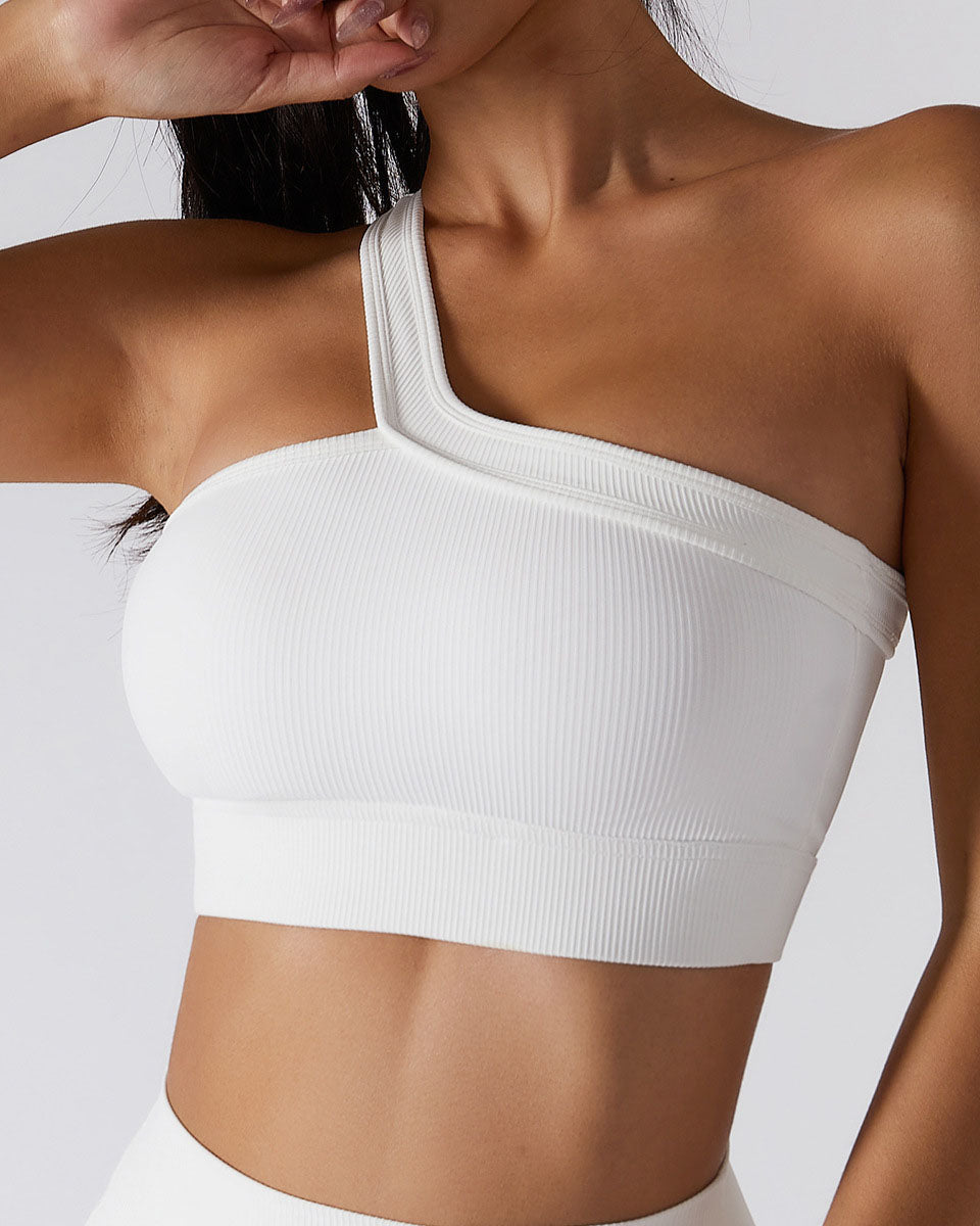 One shoulder yoga bra