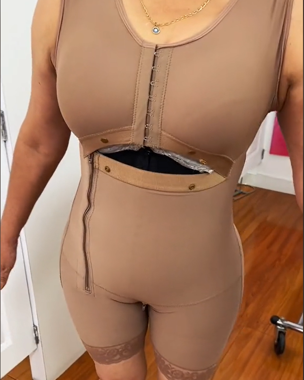 Side Adjustable Zipper Tummy Control Shapewear With Bra