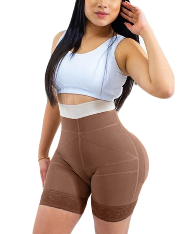 Daily Life Use Double Pressure Shaping Shorts Slimming Fajas Lace Body Shaper Girdle