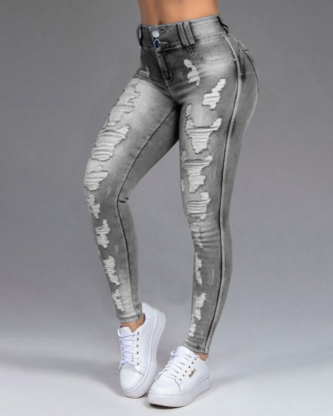 Ripped Slimming Stretch Jeans