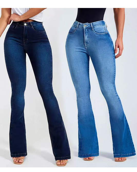 women's high waist slim stretch flared jeans