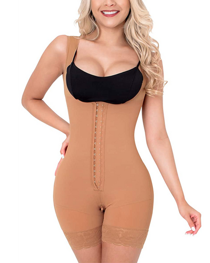 Women's BodyShaper Lace Butt Lifter HOOK AND EYE CLOSURE OPEN BUST Tummy Control Adjustable Wide Shoulder Strap  Shapewear