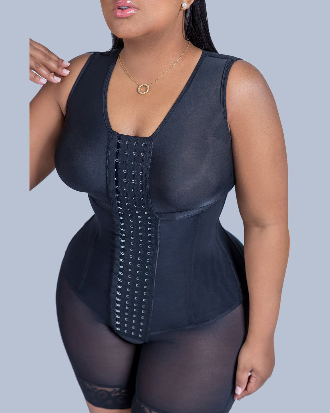 High Double Compression Tummy Control Full Body Shaper With Hook