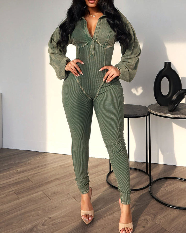 Baddie Mineral Washed Corset Jumpsuit