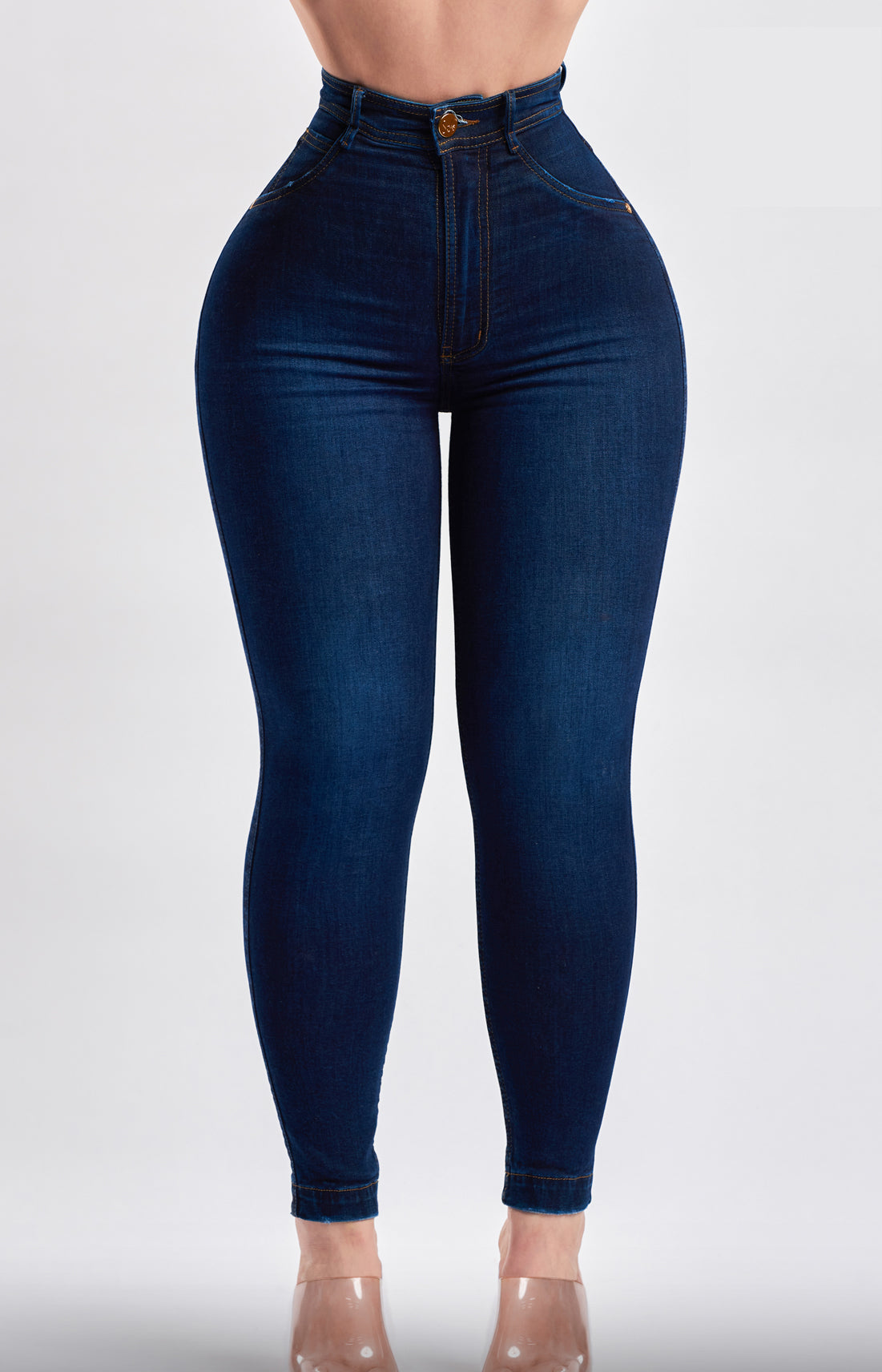 Skinny hip lifting high waist jeans