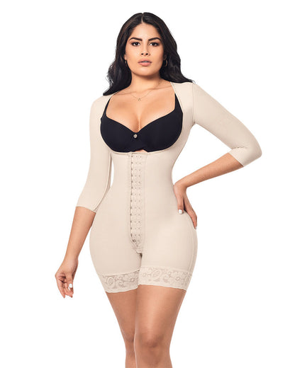 High Compression Tummy Control  Hourglass Fajas Colombianas With Sleeves